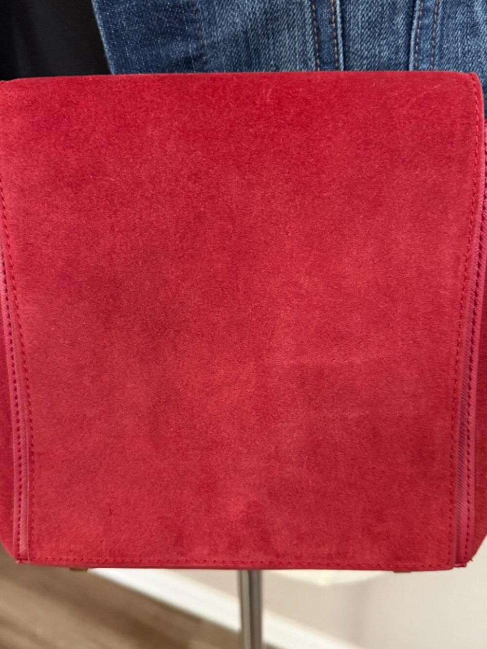 White House Black Market Leather Suede Crossbody Purse - Picture 10 of 14